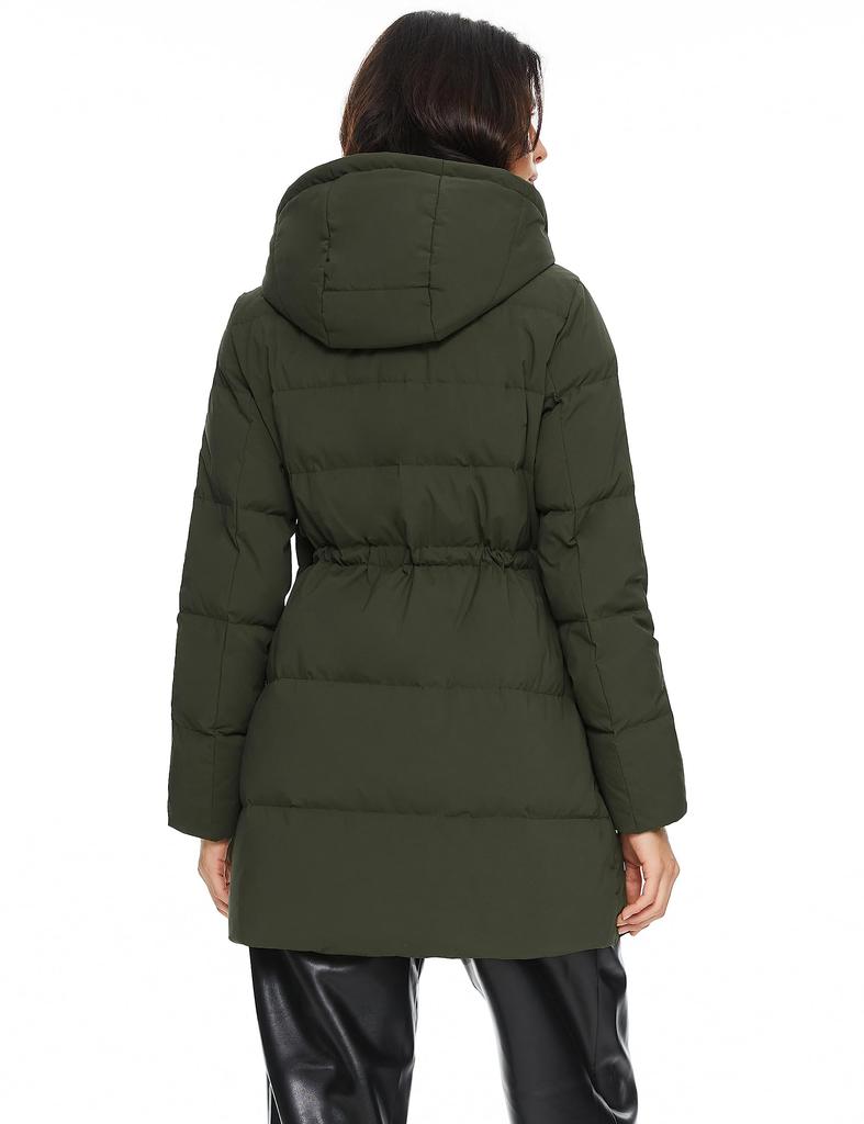 Orolay Hooded Down Regular Perfect for and Outdoors Size Women's Jacket, Mid-Length, Fit, Windproof, Cold-Resistant, Water-Repellent, Winter,