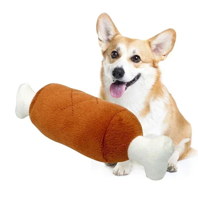 New Pet Dog Cat Fleece Chicken Legs Plush Toys Dog Toys Squeak Chew Sound Toy Fit For Small And Medium Pet Dog Durability Plush