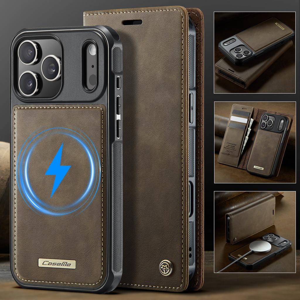 For iPhone 17 Pro Max Case CASEME C49 Compatible with MagSafe RFID Blocking Detachable Wallet Leather Phone Cover