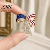 Decorative Patriotic Pin Independence Day Bow Brooch Pin, Rhinestone Lapel Sweater Long-lasting Alloy Cardigan Coat Suit Jewelry Accessory,