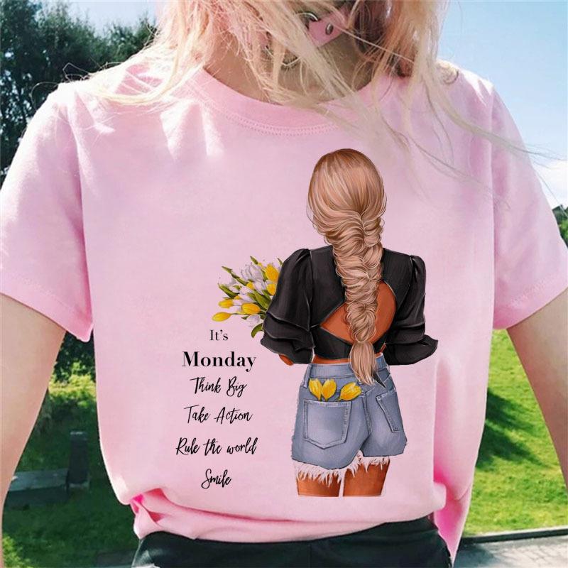 Summer Fashion City Girls Simple T-shirt Trend Women's Fashion White Short-sleeved Women's T-shirt Harajuku
