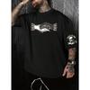 European Size Skull Hand Print T-Shirt - TRUST NO ONE Letter Short Sleeve Loose Fit Men's Streetwear