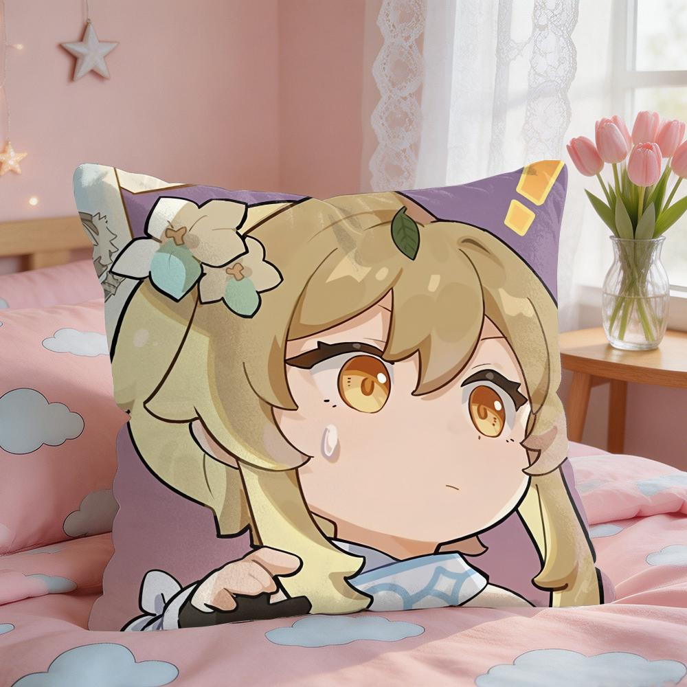 Lumine Cute Cute Genshin Impact Cushion Cover Square Short Plush Pillow Case Living Room Sofa Home Decor Funda X