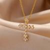 Necklace for Women, Fashionable Copper Micro-paved Zircon Cross Pendant Necklace, Light Luxury Niche Design Necklace