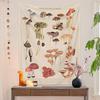 Botanischer Druck Florales Wandbehang Pilz-Wandteppich Vintage Boho Wildblumen Gemüse-Wandteppich Bunte Heimdekoration