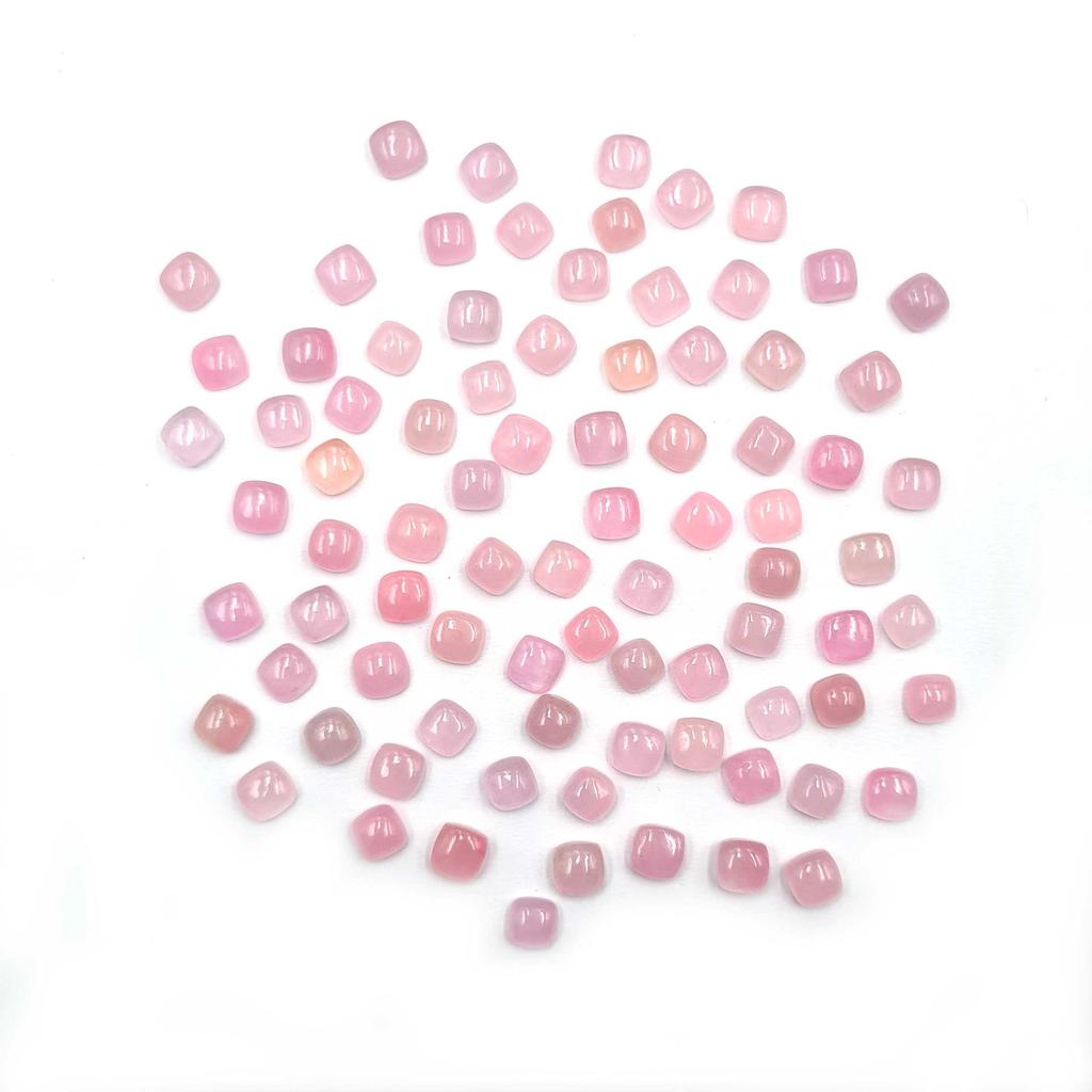 Dyed Pink Jade Square Cushion Cabochon Loose Gemstone Lot 50 Pcs 7 MM 100 CT For Jewelry Making