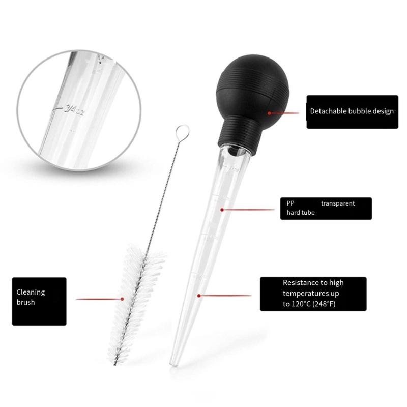 Multipurpose Turkey Flavor Injector Home Cook Turkey Seasoning Injector with Clean Brush Easy To Clean And Store