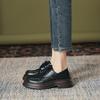 British Style Platform Lace-up Loafers for Women's Spring and Summer New Two-wear One-pedal Round Head Thick Heel Black Small Leather Shoes