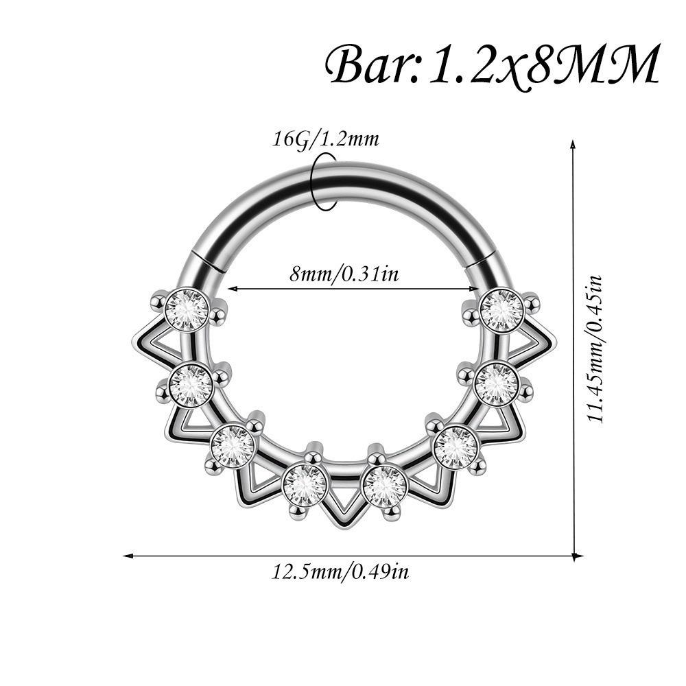1PC Stainless Steel Septum Clicker Ring Skull Vine Design Daith Piercing Ring Nose Piercing