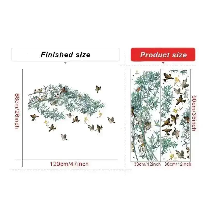 New Chinese Ink Painting Bamboo Birds Wall Stickers For Living Room Bedroom Sofa Background Decor Vinyl Wall Decals Home Decor