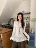 Korean-Style White Lace Trim Long-Sleeve Base Layer Top for Women – Autumn/Winter Fashion