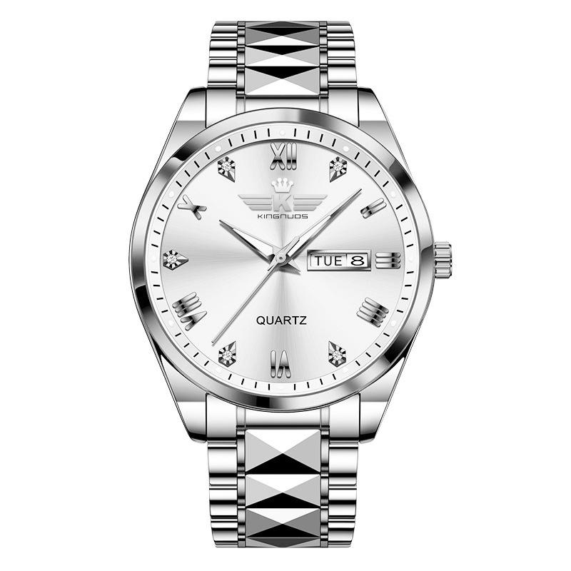 Top Brand New Men's Watch Genuine Waterproof Quartz Double Calendar Fashion Business Watch