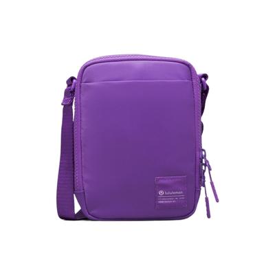 Easy Access 1.5L Solid Color Minimalist Fashion Waterproof Fabric Shoulder Crossbody Bag Unisex Bags Atomic-Purple White LU9BPHS-062713