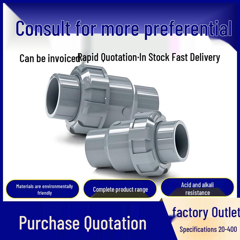 PVC Grey Single Union Check Valve for Water Pipes - Sizes 20 To 63mm