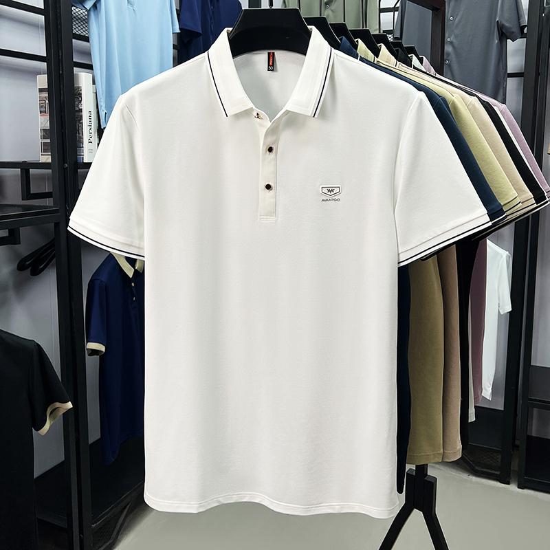 Light luxury brand men's short sleeve polo shirt summer new item high-end letter golf comfortable cotton casual business T-shirt
