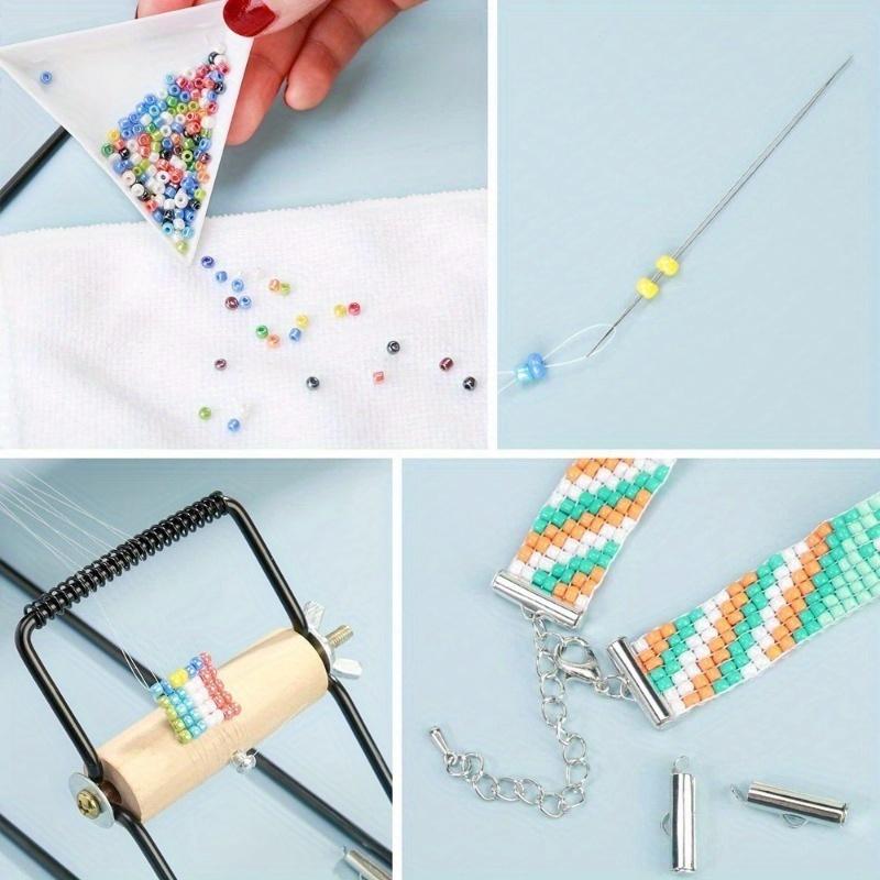 Weaving Beading Loom Easy-to-Use DIY Tool with Elastic Band Charm Czech Glass Beads Needle for Bracelet Necklace Jewelry Makinng