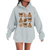Women's Casual Fashion Comfortable Round Neck With Hood Long Sleeve Halloween Print Warm Sweatshirt
