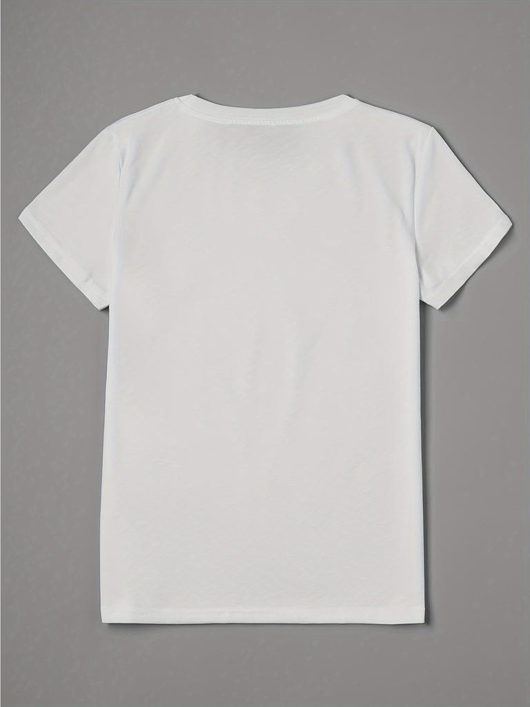 Damen Casual Kurzarm Rundhals T-Shirt Geometrischer Marienkäfer Gänseblümchen-Print Ganzjahres Vielseitiges Oberteil für den täglichen Gebrauch Damen