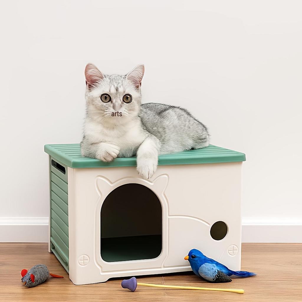 All-Season Rainproof Enclosed Cat & Dog House Shelter