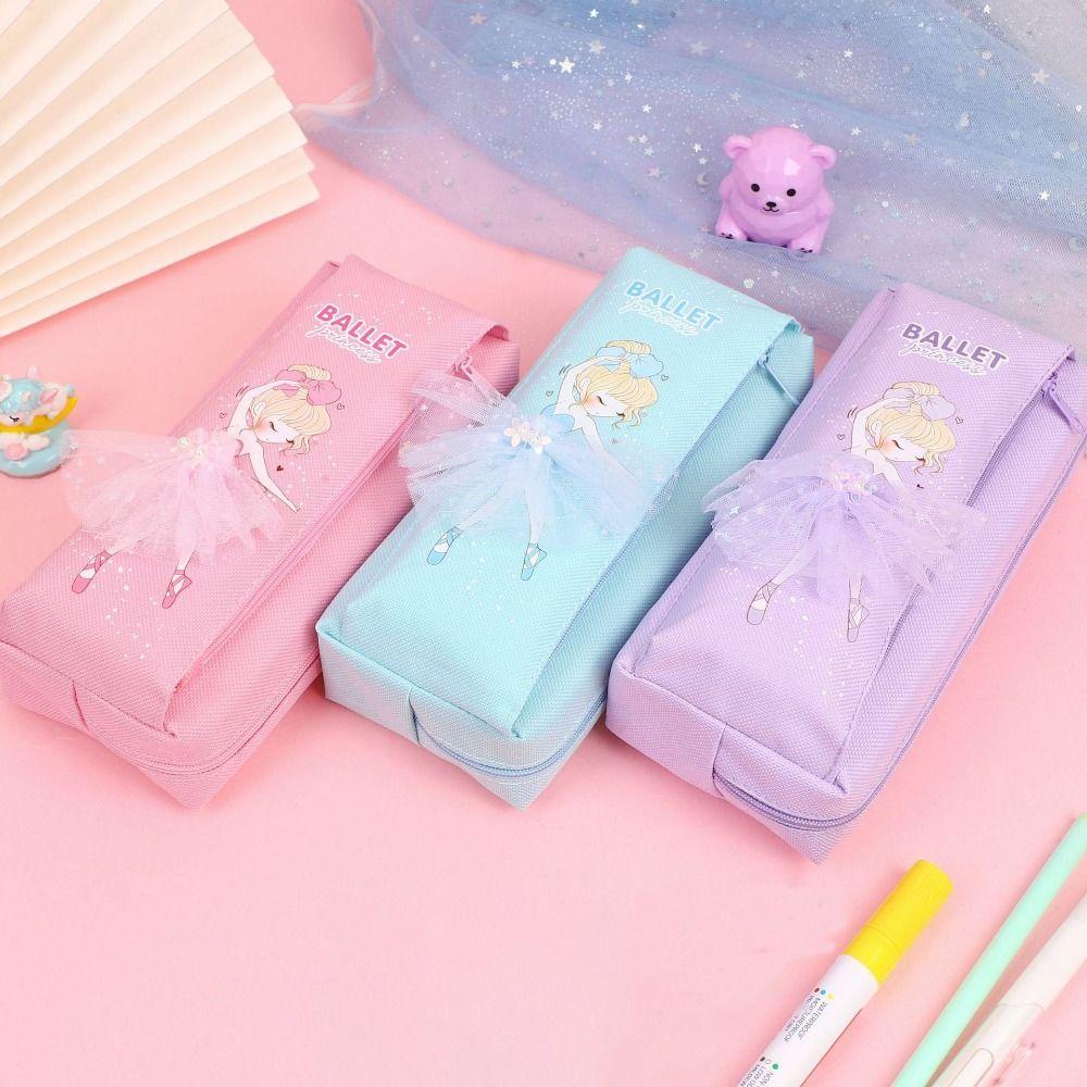

Canvas Pen Bag Large Capacity Pencil Case Cute Stationery Organizer