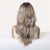 Women Long Wave Layered Brown Hair with Bangs Synthetic Mixed Blond Wigs for Daily Cosplay Heat Resistant Fibre