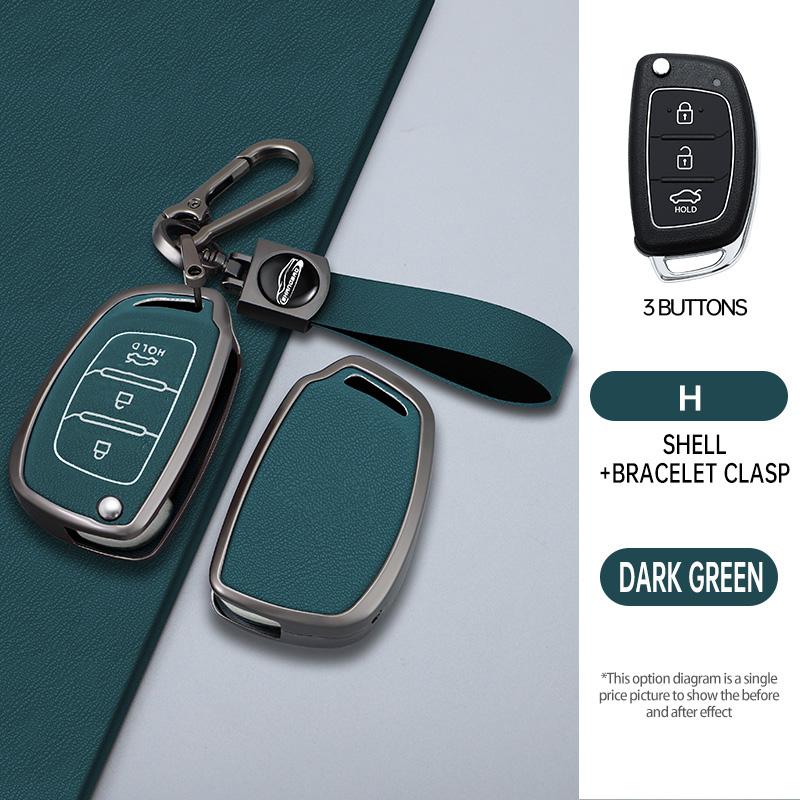 Zinc Alloy Leather Car Folding Key Cover Case Holder Keychain for Hyundai Avante I10 I20 I30 HB20 IX25 IX35/45 TUCSON Accessorie
