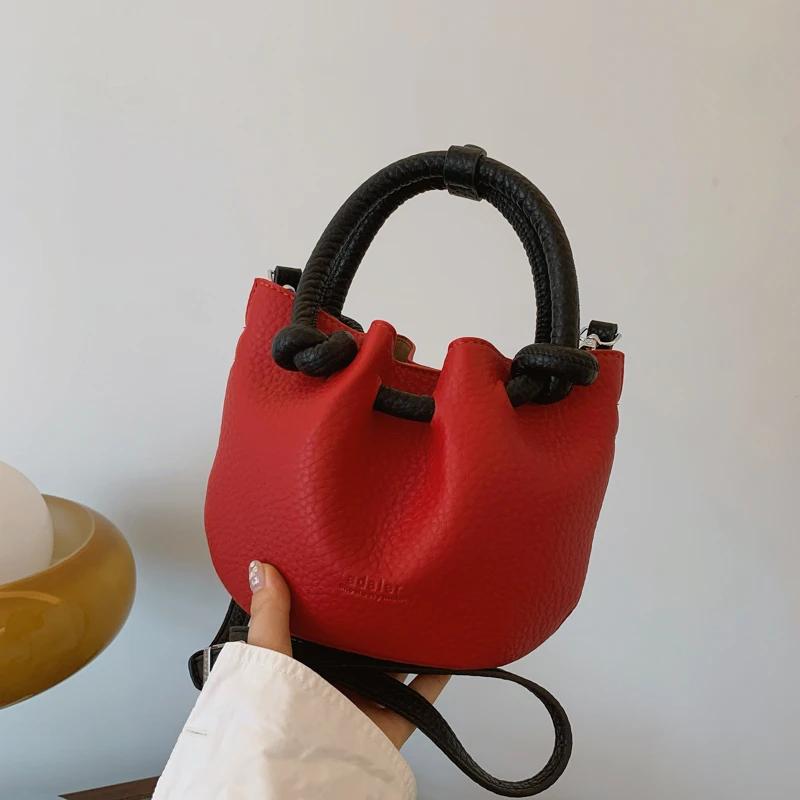 Bolso de piel suave para mujer, bolso nube plisado con cordón, bolso bandolera versátil y elegante