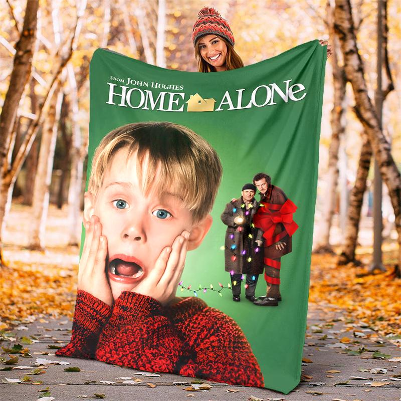 Home Alone Flannel Blanket Soft Warm All-Season Throw, Design for Camping, Car Travel, Hiking Sofa, Bed, Office Perfect Gift for Parties