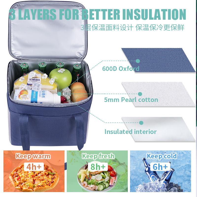 Tragbare Thermos-Lunchtasche Lebensmittelbox Langlebige Wasserdichte Büro-Kühltasche Lunchbox Eisgekühltes Etui Camping Oxford Abendessen Tasche