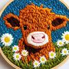 DIY Punch Embroidery Kit Highland Cow Punch Needle Kit Punch Needle Stickerei Starter Bastelset für Erwachsene und Kinder Festival Geschenk