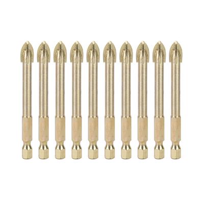 Triangular Twisted Drill Bits Carbide Hex Shank Cross Drill Bit for Ceramic Tiles (8mm 10pcs)