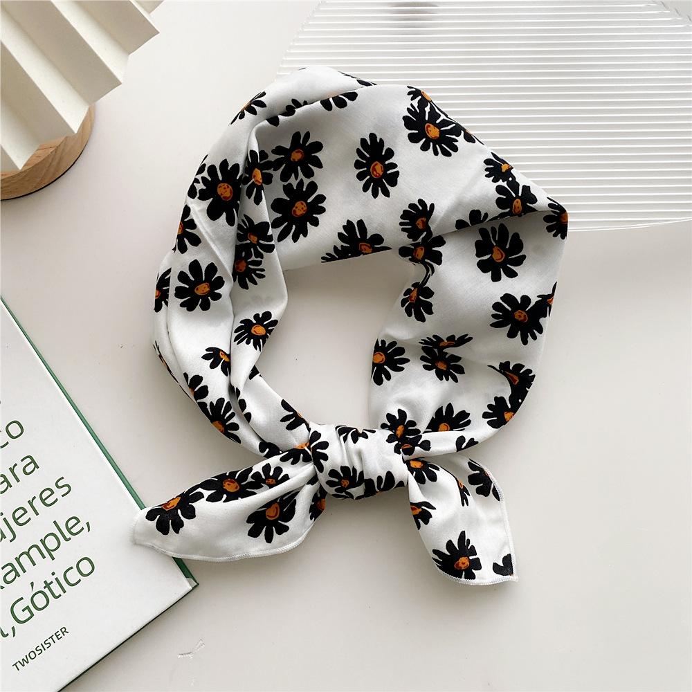 55cm Laies Headband Cotton Linen Square Scarf Women Korean College Girls Fashion Spring Autumn New Style Elegant Neck Scarves