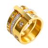 Anello con numeri romani a tre strati per donna, anelli di cristallo girevoli in acciaio inossidabile di lusso, gioielli alla moda per matrimonio femminile