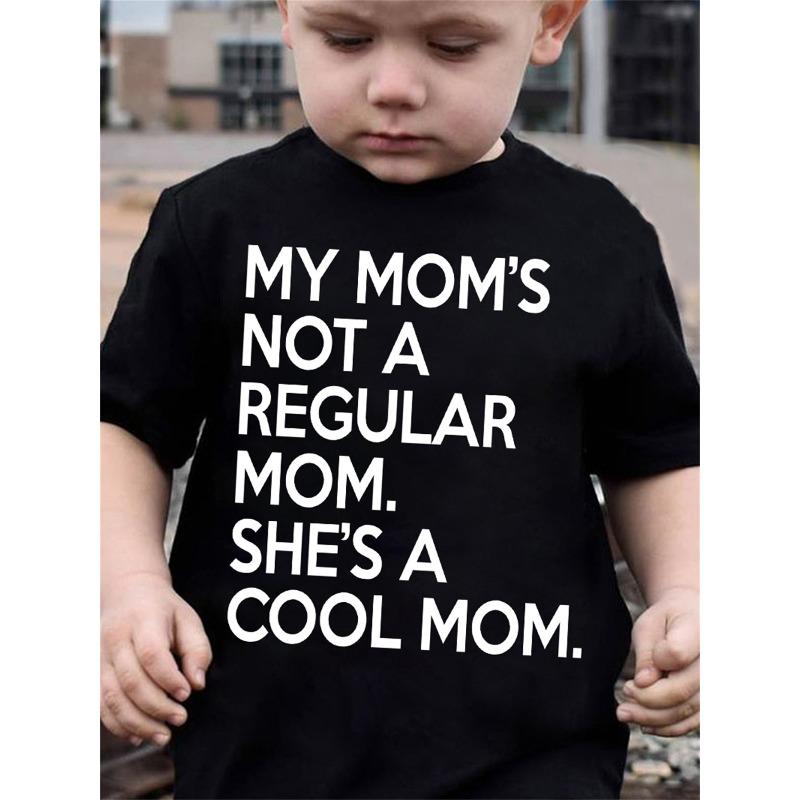 

European sizes Summer Boys Stylish Short-Sleeve Top with The Phrase My Mom S Not A Regular Mom. Perfect for Outdoor Casual Wear 98cm чёрный