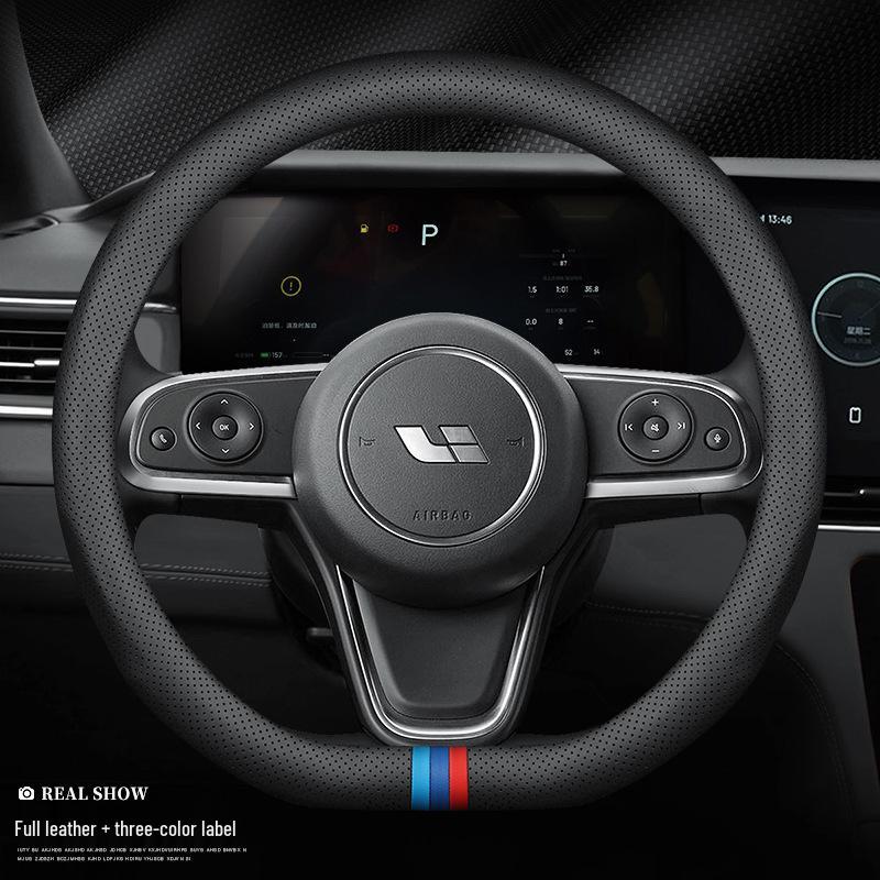 One-Hand-Sewn Steering Wheel Cover: Suede, Genuine Leather & Carbon Fiber