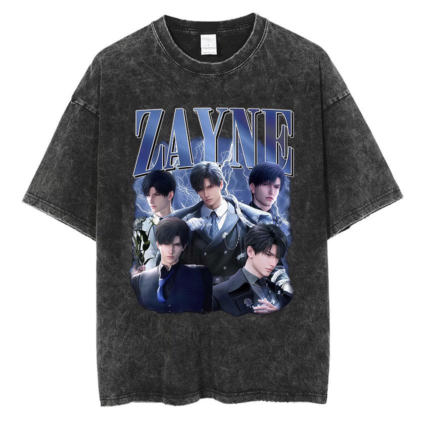 Vintage Washed Girl Dinner Rafayel Love and Deepspace T Shirt Unisex Summer ONeck Cotton Tshirt Fashion Tide Short Sleeve Tees