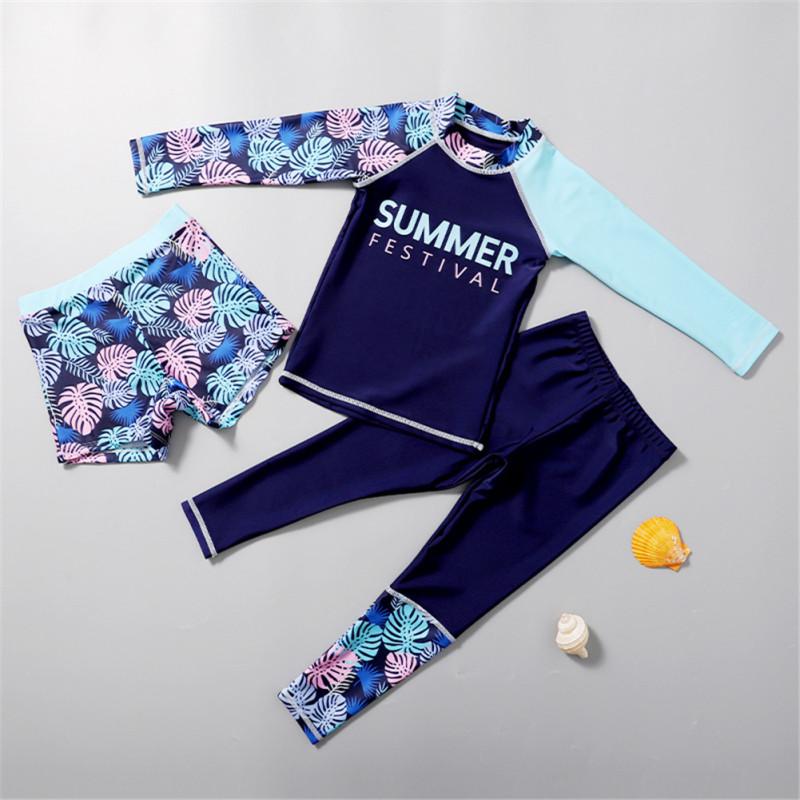 Çocuk Erkek Kız Hızlı Kuruyan Güneş Kremi Uzun Kollu Mayo Pantolon Şort Takımı