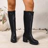 Winter New Round Toe Sexy And Comfortable Thick Heel Boots, Fashionable And Elegant Outdoor Knee High Knight Boots In Large Size