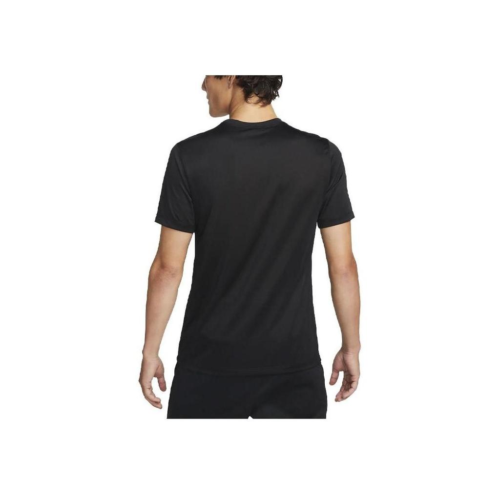 Nike Solid Color Logo Print Crew Neck T-Shirt Men Tops Black DX0990-010