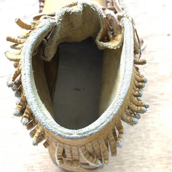 70s-80s USA Vintage/Fringe Moccasin Boots/7/Yellow Brown/Vibram Depose Montagna Sole(USED)