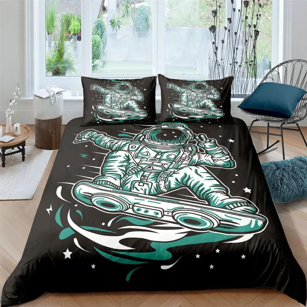 Cartoon Astronaut Outer Space Bedding Set Teens Boys Home 23 Piece Duvet Cover Set Pillowcase Single Twin King Quilt Cover Set