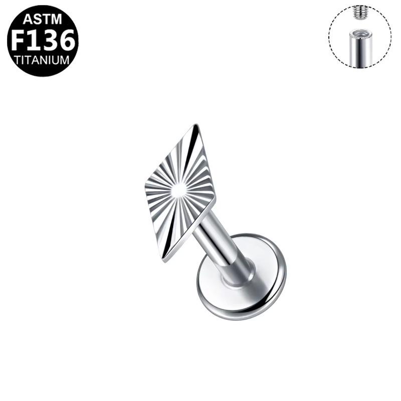 G23 Titanium European-American Zirconia Inlaid Internal Thread Body Piercing Stud