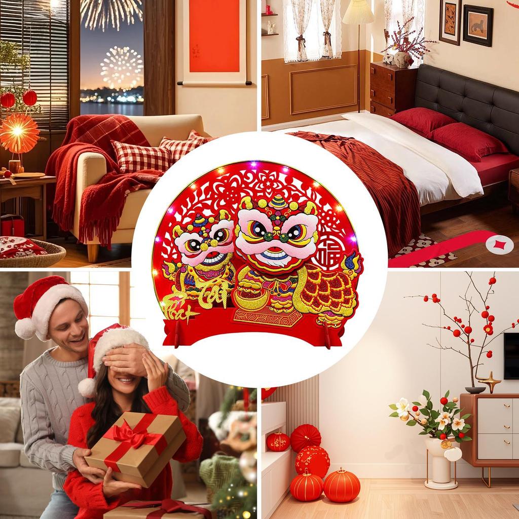 Vietnamese Nodding God of Wealth Ornament with Light 2026 Year of the Horse Good Luck Ornament for New Year Spring Festival