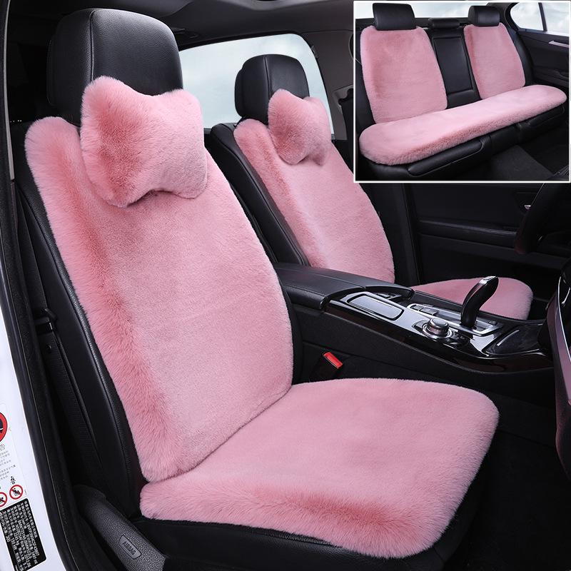 Winter Rabbit Fur Wool Heated Car Seat Cushion - Non-slip, Warm, for Single Seat with Small Waist Support