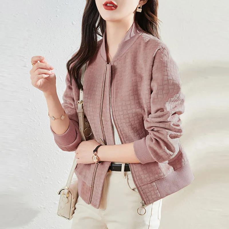 Frühling Herbst Ankunft Jacke Strickjacke Baseballjacke Lässige Oberbekleidung Damen Kurze Version