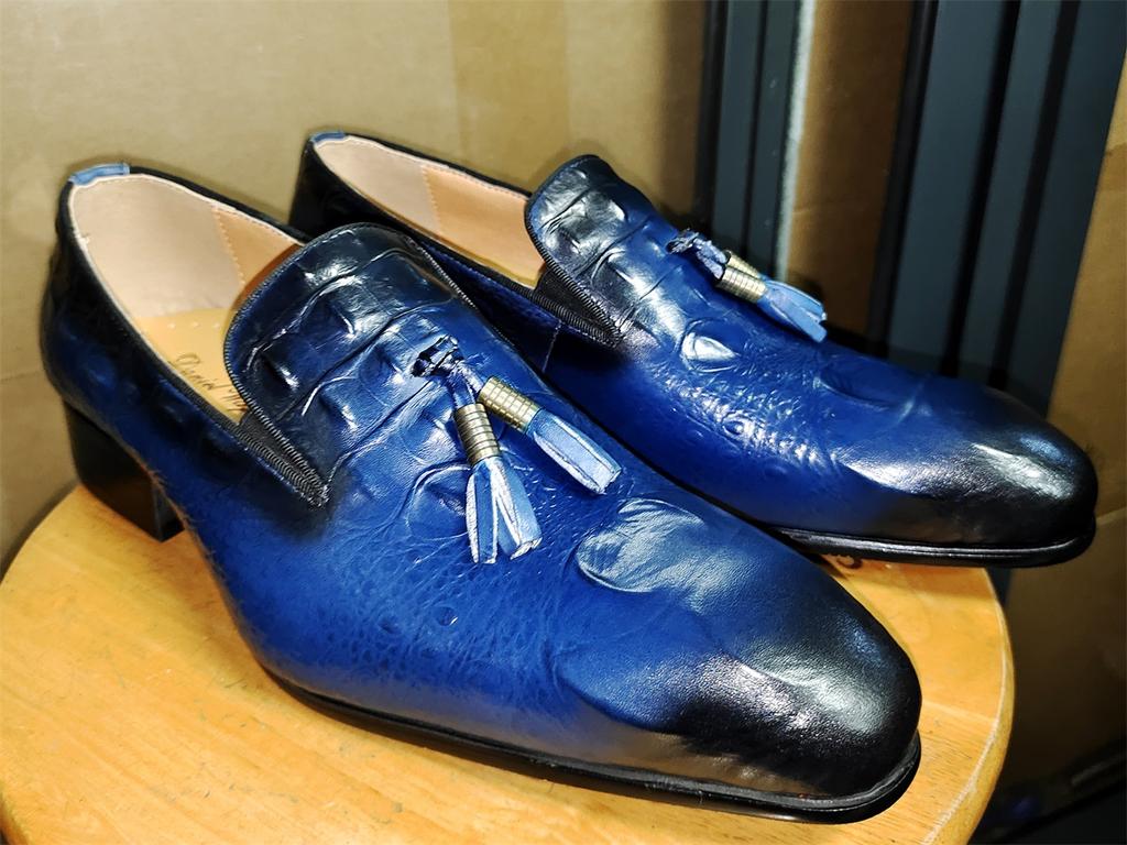 Fashion Men's Genuine Leather Tassel Loafers Black Formal Slip-On Dress Shoes Wedding Men's Footwear 2025 Style