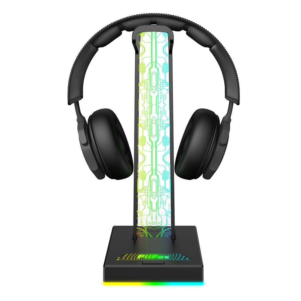 RGB Headphone Holder 10 Lighting Effects Headset Support Stand Space Saving Head Mounted Headphone Stand Rack for Table Supplies