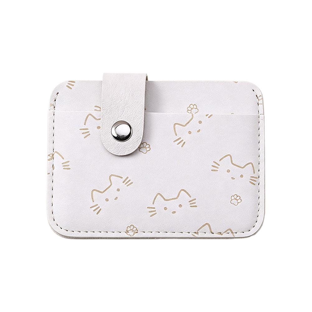 Cute Cartoon Cat Credit Card Holder Small Wallet Women, Slim Coin Pocket Pu Leather Compact Cash Wallet, Thin Travel Card Case