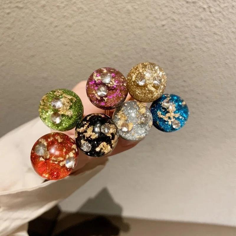 New Sparkling Starry Sky Hairpin Simple Temperament Gold Foil Lollipop Hairpin Elegant Hair Accessories Girls Jewelry Headwear