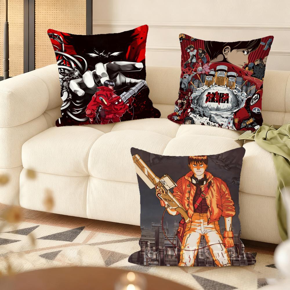 Cushion Cover Silky Short Plush Home Sofa Cushion Cover - Invisible Zipper Home Decoration Akira Anime